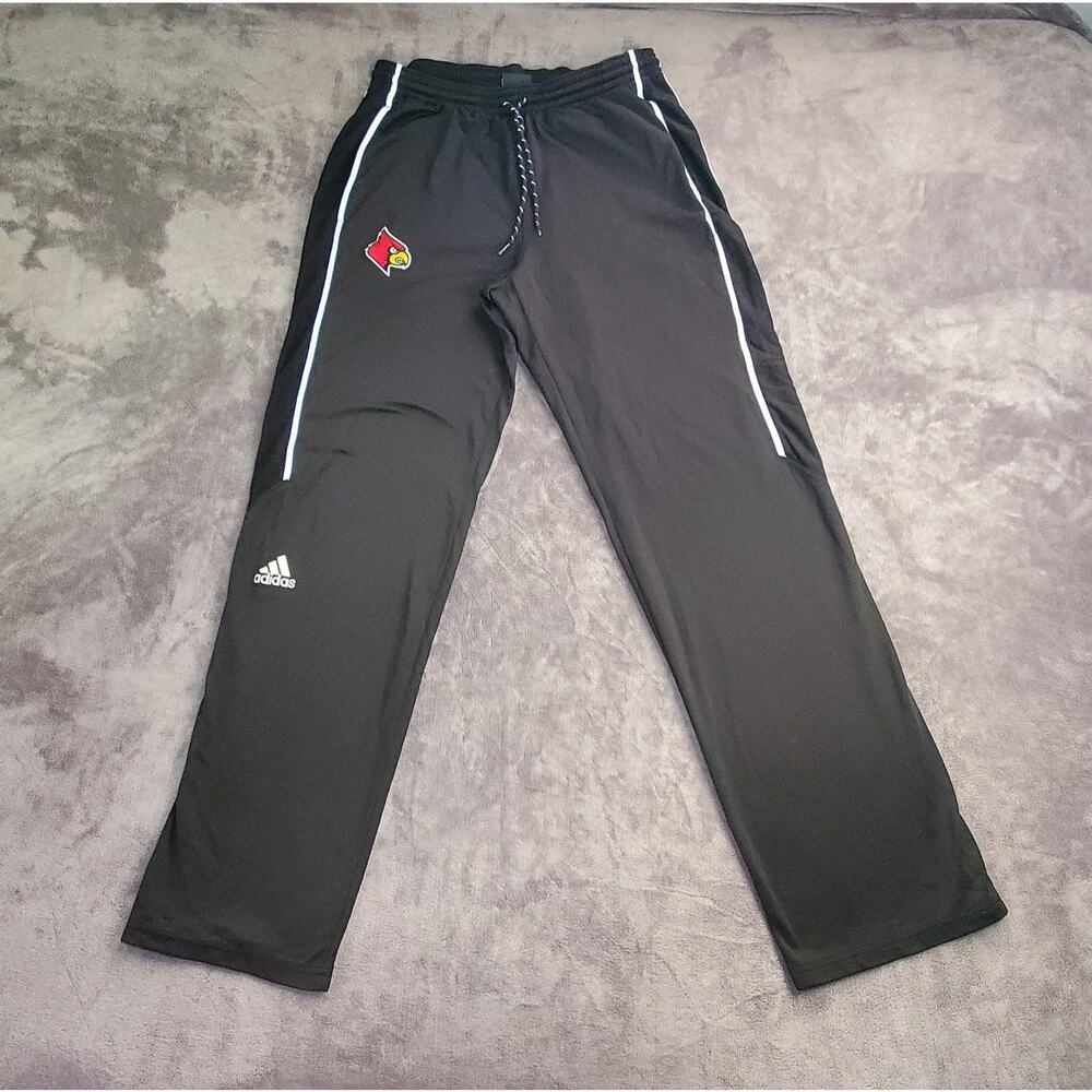Adidas Louisville Cardinals Sz M Team Black Track Pants Ankle Zip Mesh Ca15